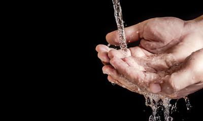 healthy lifestyle and hygiene concept. hand washing can protect from disease. save water concept.