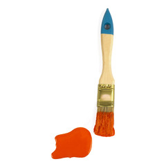 paints and brushes on a white background . home repairs