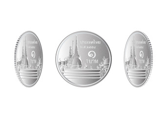 Thai money 1 baht silver coin vector