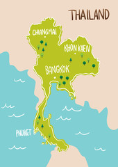 Obraz premium Thailand map drawing illustration vector