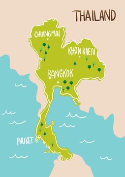 Thailand map drawing illustration vector