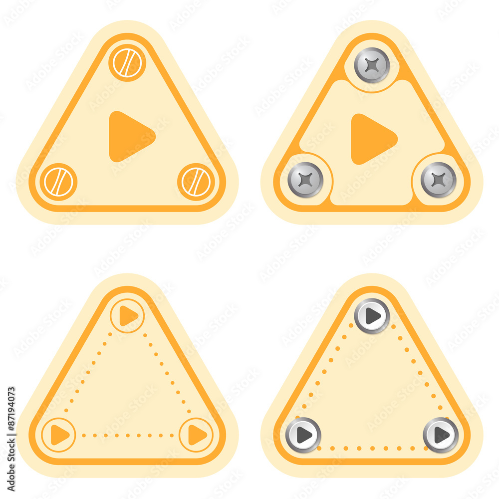 Poster set of four flat simple frames and play symbol