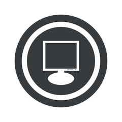 Round black monitor sign