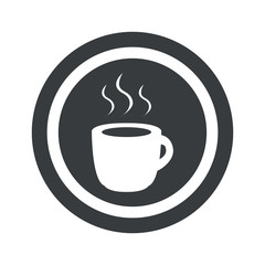 Round black hot drink sign