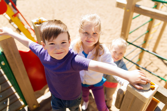 group of happy kids on children playground