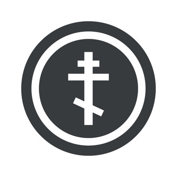 Round black orthodox cross sign