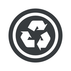 Round black recycle sign