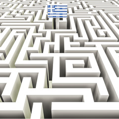 Greek flag in a maze
