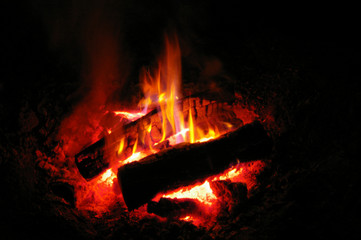  campfire at night