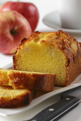 Homemade apple cake slices.