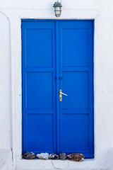 Blue door of a monastery.