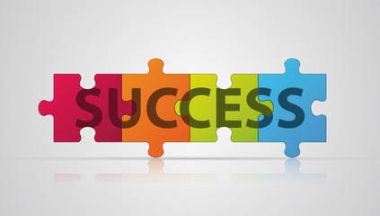 Puzzle with word success. Vector illustration