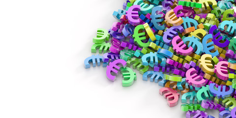 Euro symbols background, 3d illustration.