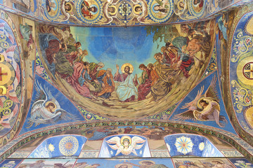 Interior of the Church of the Savior on Spilled Blood  in St. Petersburg, Russia.