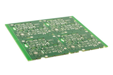 Multiplied four printed circuit boards PCB isolated on the white background