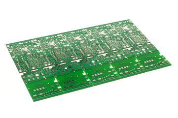 Multiplied printed circuit board PCB isolated on the white background