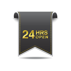 24 Hours Open golden Vector Icon Design