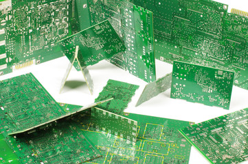 Abstract photography of different various PCBs