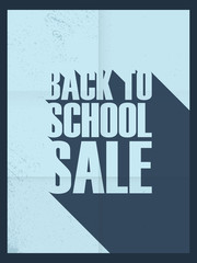Back to school background. Sale poster. Paper design. Long