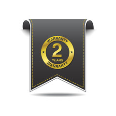 2 Years Warranty golden Vector Icon Design
