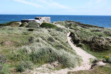 Coastline of Skagen and the German World War two bunkers, northernmost point of Denmark