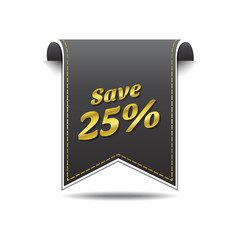 Save 25 Percent golden Vector Icon Design