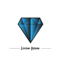 Blue diamond or topaz in graphic style