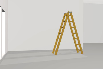 Stepladder standing in the room to renovate