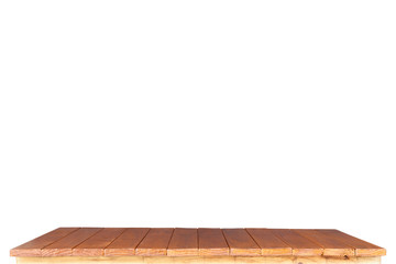 Empty top of wooden table or counter isolated on white backgroun