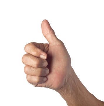 Hand gesture indicating good job from a senior person