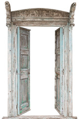 Porte en bois de style rétro gris isolated on white