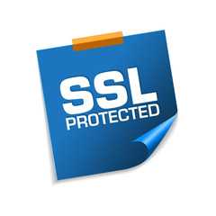SSL Protected Blue Sticky Notes Vector Icon Design