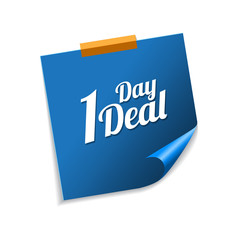 1 Day Deal Blue Sticky Notes Vector Icon Design