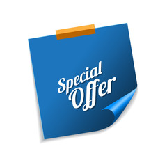 Special Offer Blue Sticky Notes Vector Icon Design