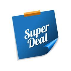 Super Deals Blue Sticky Notes Vector Icon Design