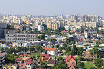 Fototapeta na wymiar Panoramic view of Bucharest from above.
