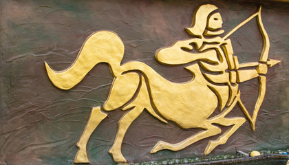 Sagittarius sign of horoscope on the wall