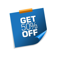 Get 50 Percent Blue Sticky Notes Vector Icon Design