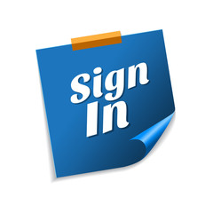 Sign In Blue Sticky Notes Vector Icon Design
