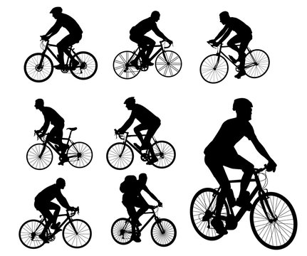 bicyclists silhouettes set