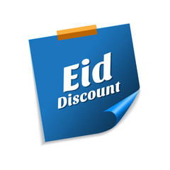 Eid Discount Blue Sticky Notes Vector Icon Design