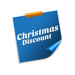Christmas Discount Blue Sticky Notes Vector Icon Design