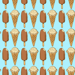 Sketch ice-cream on a stick in vintage style