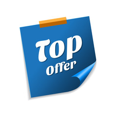 Top Offer Blue Sticky Notes Vector Icon Design