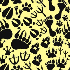 Fototapeta premium seamless pattern with footprints and bones