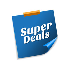 Super Deals Blue Sticky Notes Vector Icon Design