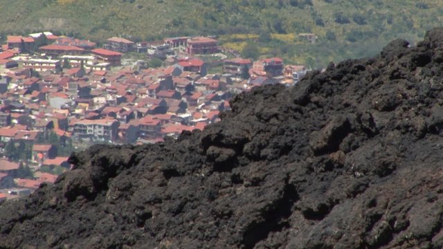Volcano and city