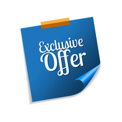 Exclusive Offer Blue Sticky Notes Vector Icon Design