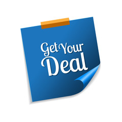 Get Your Deal Blue Sticky Notes Vector Icon Design