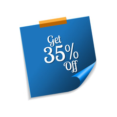 Get 35 percent Blue Sticky Notes Vector Icon Design